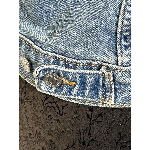 LEVIS LEVI'S SMALL Womens Blue Jean Denim Trucker JACKET Coat 90's Style vtg. - Picture 12 of 16